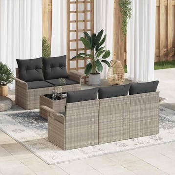 vidaXL Tuin Sofa Set 6 st 5-Aantal zitplaatsen, Tuin en Terras, Verzenden, Nieuw, Rotan, 6 zitplaatsen