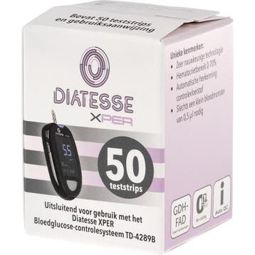 Diatesse XPER Glucose teststrips - 50 stuks, Diversen, Verpleegmiddelen, Verzenden, Nieuw