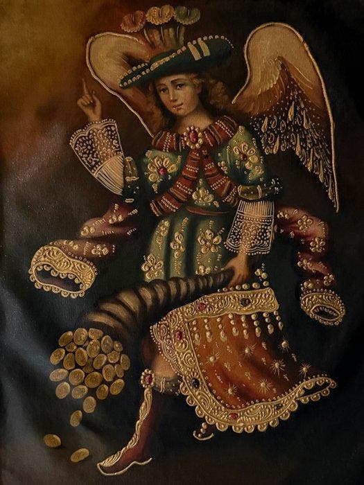 Mid XX - Cuzco Painting Peruvian School - St Gabriel, Antiek en Kunst, Kunst | Niet-Westerse kunst