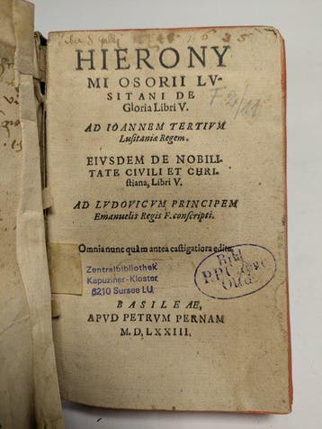 Osório, Jerónimo - De gloria, Libri V. Eiusdem de nobilitate
