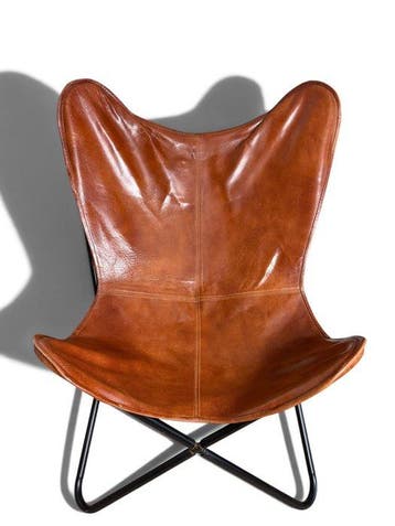 Fauteuil - Vlinderstoel - Leder, Metaal - Vlinderstoel -, Nieuw