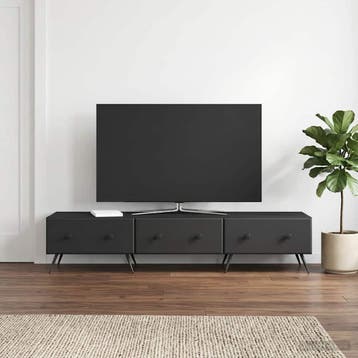 vidaXL TV-kast met lade Zwart 147 x 34,5 x 30 cm Bewerkt, Minder dan 50 cm, Verzenden, Nieuw, Minder dan 100 cm