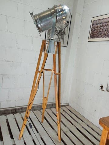 Statief vloerlamp - Vintage reflector op statief - Metaal,