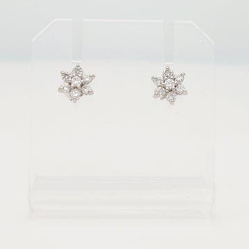 Oorbellen - 18 karaat Witgoud - Diamant, Sieraden, Tassen en Uiterlijk, Oorbellen, Nieuw