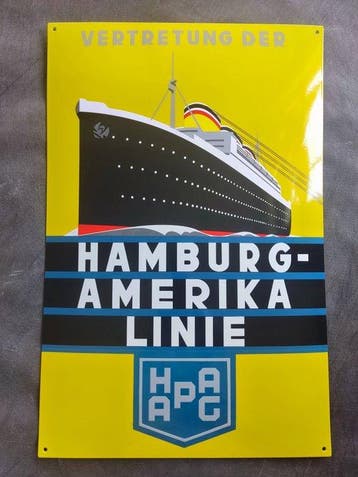 HAPAG - Hamburg Amerika HAPAG Reise USA enamel sign