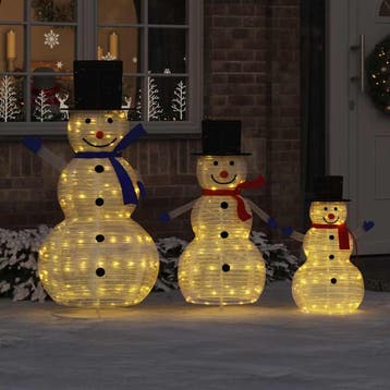 vidaXL Kerst Sneeuwman Familie 3 st 270 LEDs Warmwit 55 x, Verzenden, Nieuw