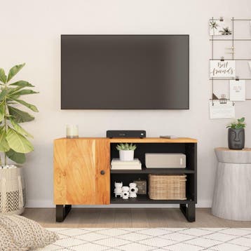 vidaXL Tv-meubel 80x33x46 cm massief acaciahout en bewerkt, Minder dan 50 cm, Verzenden, Nieuw, Minder dan 100 cm
