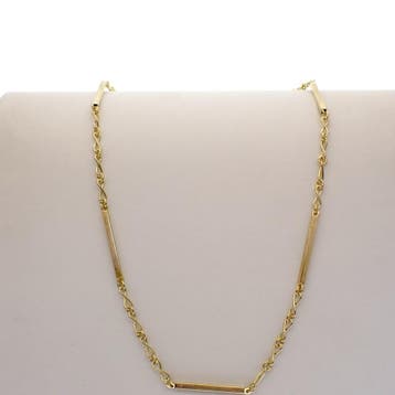 Lange gouden infinity/staafjesschakel ketting, Ophalen of Verzenden, Gebruikt, Overige kleuren, Goud
