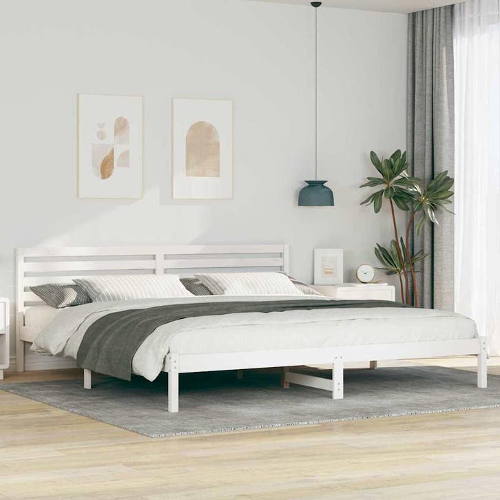 vidaXL Bedframe met hoofdeinde Wit 180 x 210 cm Massief, Huis en Inrichting, Slaapkamer | Bedden, Wit, Nieuw, Hout, Verzenden