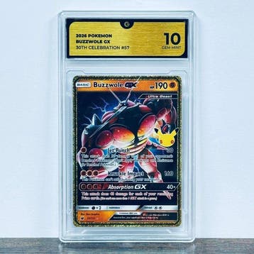 Pokémon Graded card - Buzzwole GX 57 - 30th Anniversary –, Nieuw