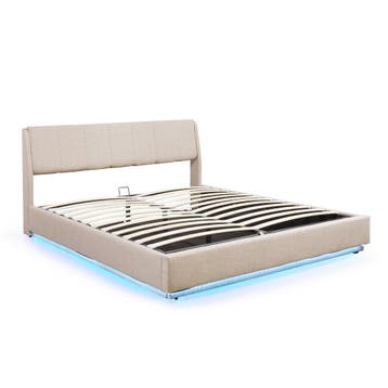 Tweepersoonsbed Tröstiar met LED 180x200 cm beige [en.casa], Verzenden, Nieuw