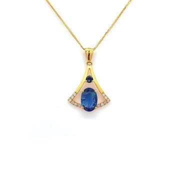 Ketting met hanger - 14 karaat Geel goud - 0.92ct. tw.
