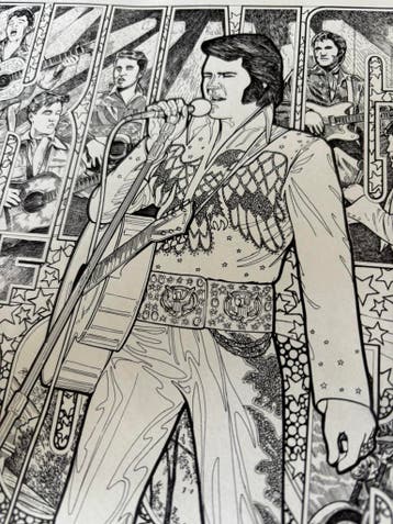 Elvis Presley - Vintage kleurplaat uit 1978, Ophalen of Verzenden, Nieuw, Poster, Artwork of Schilderij