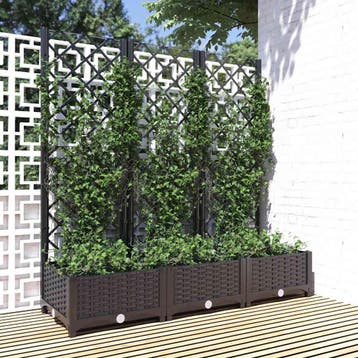 vidaXL Plantenbak met trellis zwart 120x40x121,5 cm PP, Tuin en Terras, Verzenden, Nieuw, Kunststof, 100 cm of meer