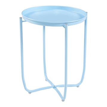Tuintafel Sandefjord bijzettafel rond metaal 53xØ40 cm hemel, Verzenden, Nieuw