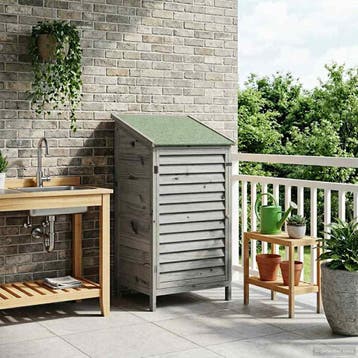 vidaXL Tuinschuur met dak Grijs 59 x 56 x 113,5 cm Massief, Verzenden, Nieuw