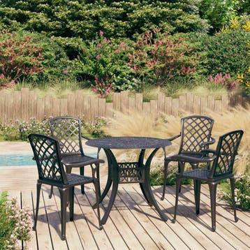 vidaXL 5-delige Bistroset gietaluminium zwart, Tuin en Terras, Verzenden, Nieuw, Aluminium, 4 zitplaatsen