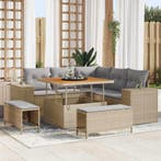 vidaXL Tuin Sofa Set met kussen 8 pcs Beige poly rattan, Verzenden, Nieuw, 8 zitplaatsen