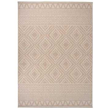 vidaXL Buitenkleed met patroon platgeweven 140x200 cm bruin, Verzenden, Nieuw, Bruin