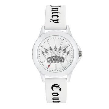 Juicy Couture horloge voor dames met silicone armband - WIT, Nieuw