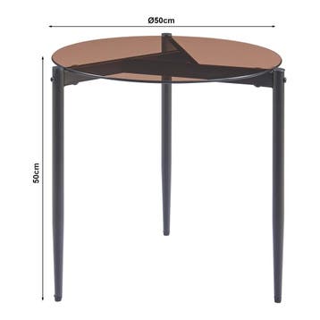 Bijzettafel Ulökantaa rond rookglas 50x50 cm bruin [en.casa], Verzenden, Nieuw