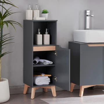 [en.casa] Badkamerkast Overath kolomkast 86x30x30 cm grijs e, Verzenden, Nieuw