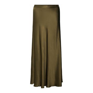 Milano Italy • groene satijnen midi rok • 36, Kleding | Dames, Rokken, Verzenden, Maat 36 (S), Groen, Milano Italy