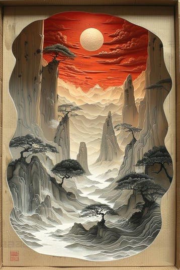 CARCANVAS_IT - Origami landscape in a move box cardboard