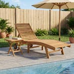 vidaXL Ligstoel 2 pcs Bruin Massief Teakhout, Tuin en Terras, Ligbedden, Verzenden, Nieuw