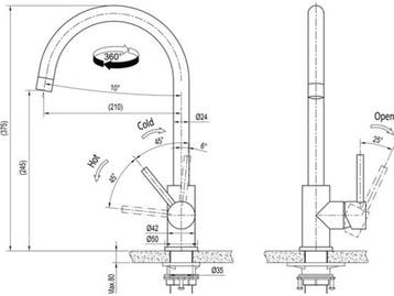 Inventum IMK601BS - Mengkraan - C-uitloop - 360° draaibaar -, Verzenden, Nieuw
