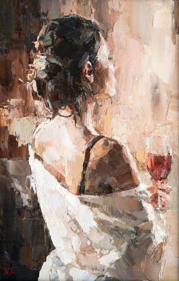 Mariia Bobyreva - Girl with a glass of red wine