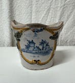 Vaas - veelkleurig beschilderde maiolica - Franse bloemvaas, Antiek en Kunst