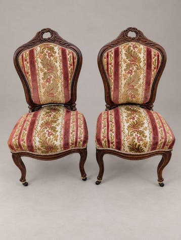 Stoel (2) - Walnoot - Louis XV-massief