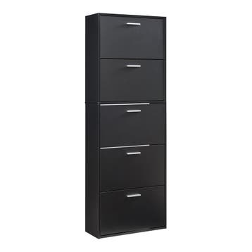Schoenenkast Sykkylven 5 kleppen zwart 169x60x24 cm [en.casa, Verzenden, Nieuw