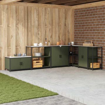 vidaXL Keukenplankeenheid HATTEM Olijfgroen 90 x 50 x 92 cm, Verzenden, Nieuw