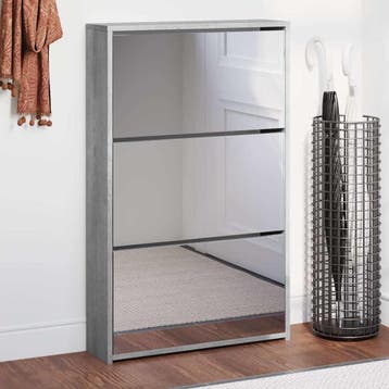 vidaXL Schoenenkast met spiegel 3-laags 63x17x102,5 cm grijs, Verzenden, Nieuw