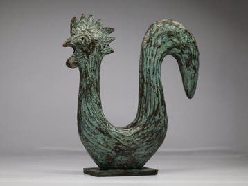 Figuur - Sculpture stylisée de coq en bronze patiné vert –