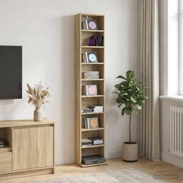 vidaXL CD Kast Sonoma Eiken 33 x 23,5 x 175 cm Bewerkt hout, Verzenden, Nieuw