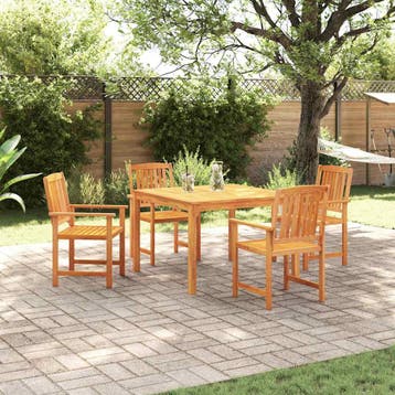 vidaXL Tuin eettafelset 5 st Bruin Massief Acaciahout, Verzenden, Nieuw, 5 zitplaatsen