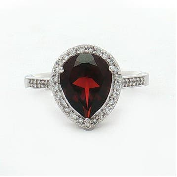 Ring - 14 karaat Witgoud - 2.75ct. tw. Granaat - Diamant -, Nieuw