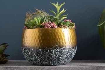 Handgemaakte decoratieve kom ORIENT 19cm goud met patina in, Huis en Inrichting, Ophalen of Verzenden, Nieuw