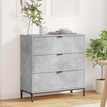 vidaXL Dressoir Beton Grijs 79,5 x 33 x 82 cm Bewerkt hout, Verzenden, Nieuw, Overige houtsoorten, Minder dan 50 cm