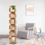 Draaibare Boekenkast – 6 Niveaus, Houten Rek met Ruime Opsla, Verzenden, Nieuw