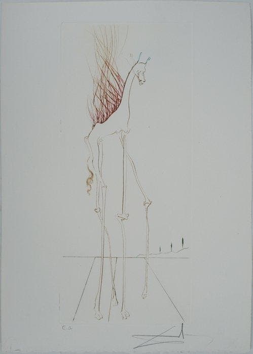 Salvador Dali (1904-1989) - Girafe en feu, Antiek en Kunst, Antiek | Overige Antiek