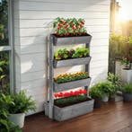 Plantenbak Flora, gelakt hout, met plantenfolie - grijs, 85, Tuin en Terras, Overige Tuin en Terras, Verzenden, Nieuw