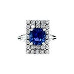 Witgouden vintage ring met saffier en diamant 14 krt, Ophalen of Verzenden, Nieuw