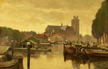 Johannes Martinus Bach (1866 - 1943) - Oud Stadsgezicht van
