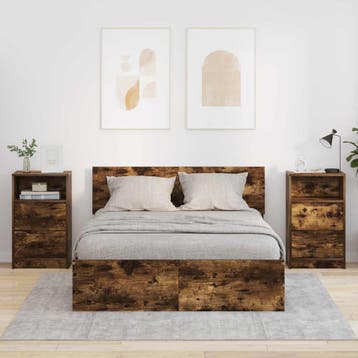 vidaXL Nachtkastjes 2 st Gerookt eiken 40 x 30 x 467 cm, Minder dan 45 cm, Verzenden, Nieuw, 55 tot 70 cm