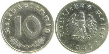 Duitsland Probe 10 Pfennig 1947 D Eisen Ni plattiert, Verzenden
