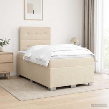 vidaXL Boxspringbed met matras Crèmekleurig 120 x 190 cm, Verzenden, Nieuw, Twijfelaar, Crème